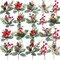 20 Pcs Artificial Christmas Tree Stems (Green,Red) 3.9"D x 3.9"W x 9.9"H